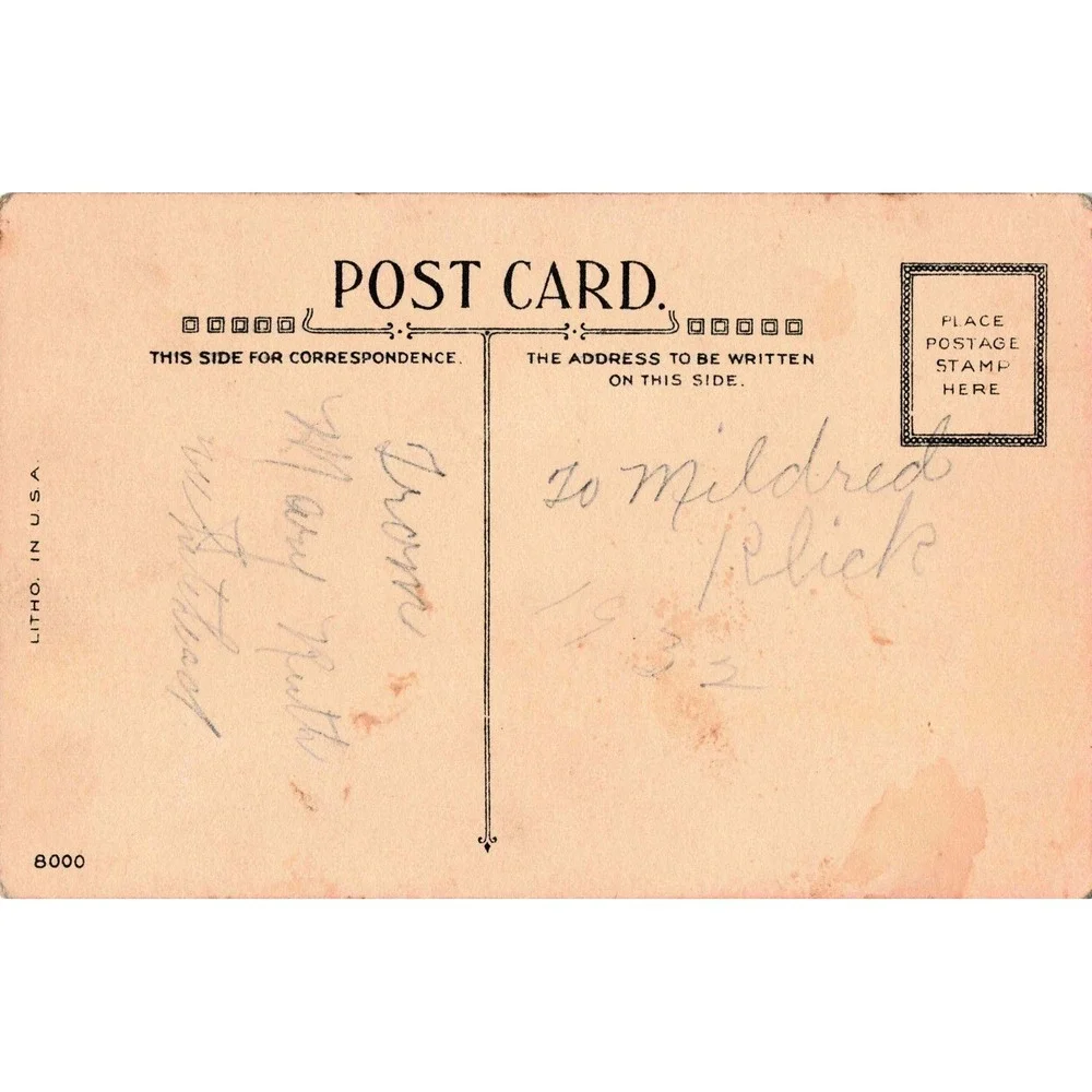 Valentine Postcard 1932 Comic Girl Heart Litho Antique #8000 Come Across